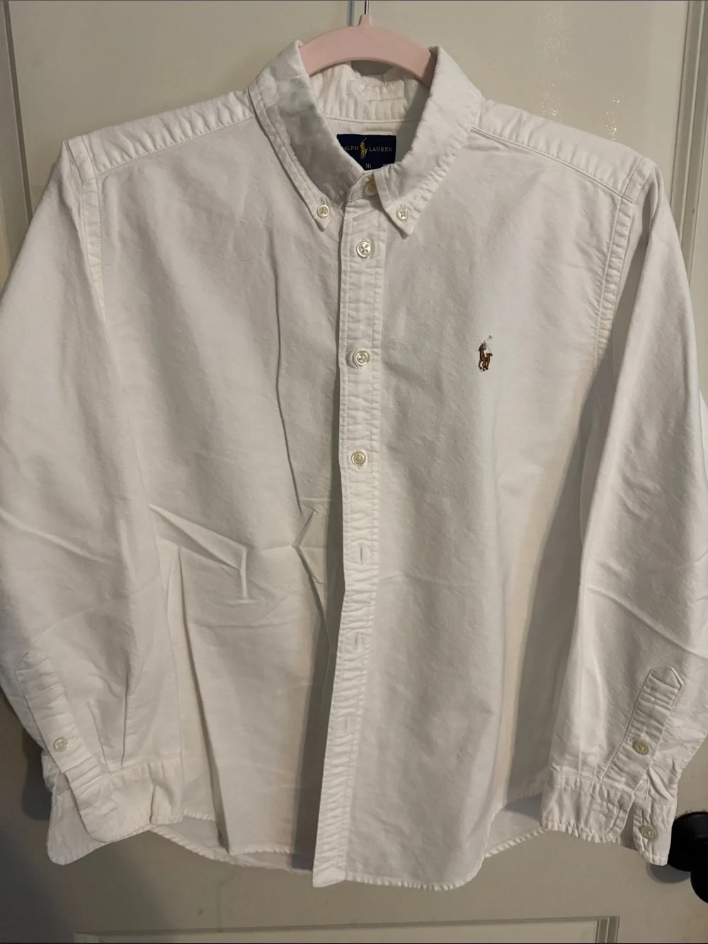 Boys Ralph Lauren white button down with Embroidered Pony size 16
